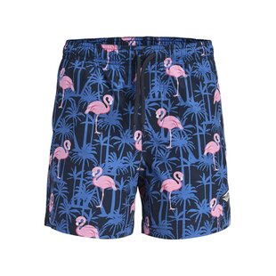 Jack & Jones Junior Jongens Zwemshort JPSTMAUI VIBES Donkerblauw Flamingo/Palm Print
