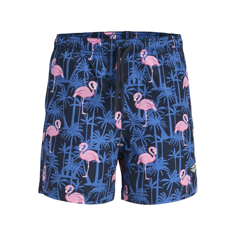 Jack & Jones Junior Jack & Jones Junior Boys Swim Short JPSTMAUI VIBES Dark Blue Flamingo/Palm Print