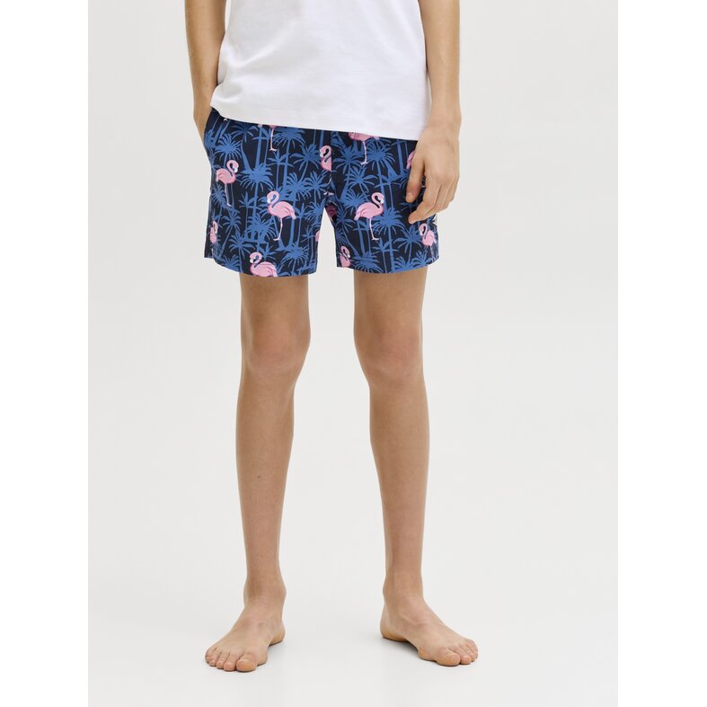 Jack & Jones Junior Jack & Jones Junior Boys Swim Short JPSTMAUI VIBES Dark Blue Flamingo/Palm Print
