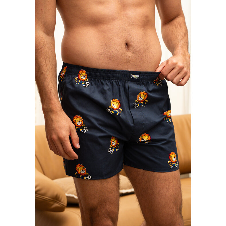 Happy Shorts Happy Shorts Heren Wijde Boxershorts Holland Donkerblauw Leeuw