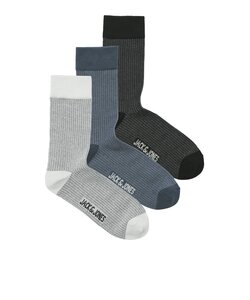 Jack & Jones Men's Socks JACBRYAN Solid 3-Pack Black/Blue/Gray