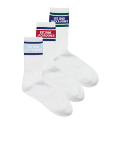 Jack & Jones Men's Sports Socks JACGREG Tennis Socks 3-Pack White
