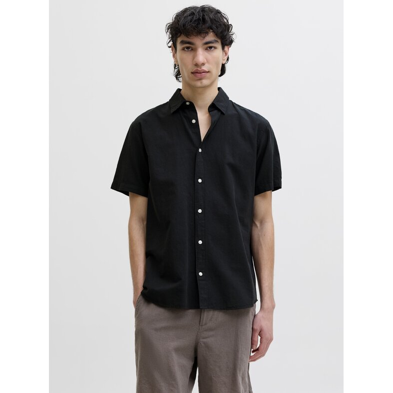 Jack & Jones Jack & Jones Men's Linen Blouse JJEBREEZE Plain Black