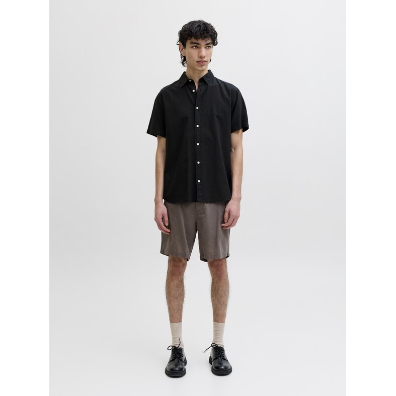 Jack & Jones Jack & Jones Men's Linen Blouse JJEBREEZE Plain Black