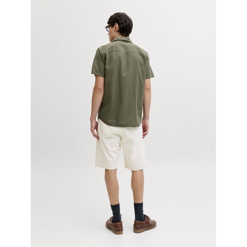 Jack & Jones Jack & Jones Men's Linen Blouse JJEBREEZE Plain Dark Green