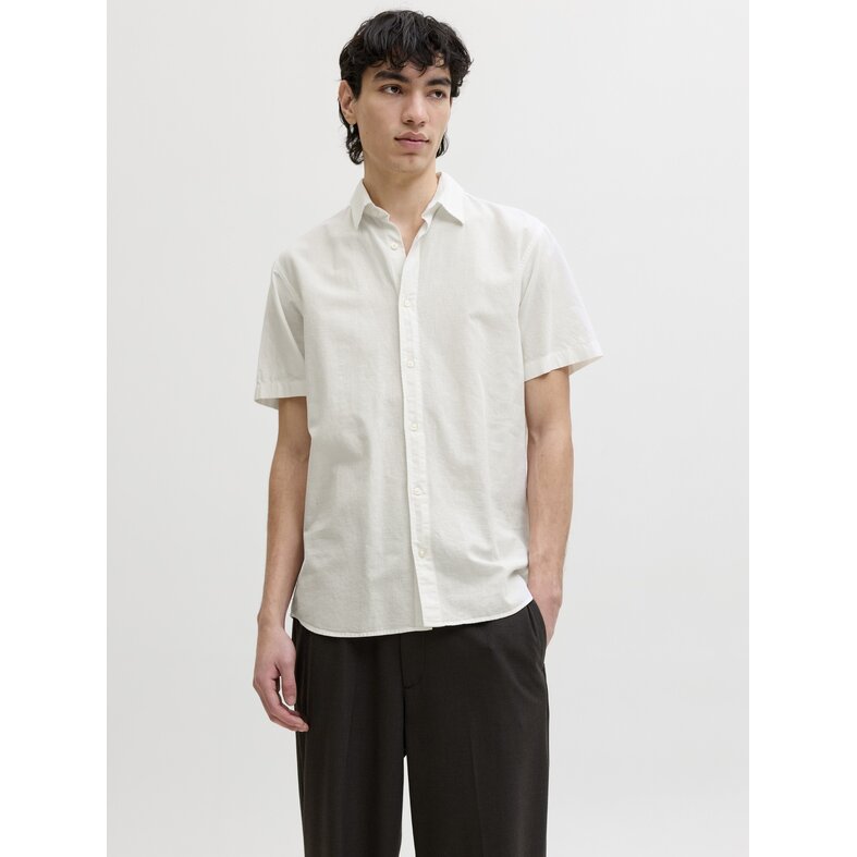 Jack & Jones Jack & Jones Men's Linen Blouse JJEBREEZE Plain White
