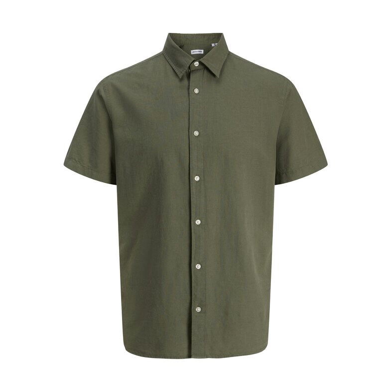 Jack & Jones Jack & Jones Men's Linen Blouse JJEBREEZE Plain Dark Green
