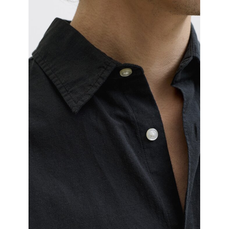 Jack & Jones Jack & Jones Men's Linen Blouse JJEBREEZE Plain Black