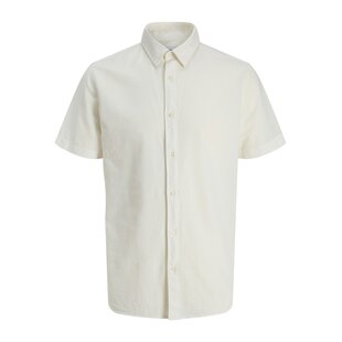 Jack & Jones Heren Linnen Blouse JJEBREEZE Effen Wit
