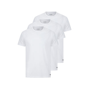 G-Star Men's Undershirt Bamboo COVE T-shirt Round Neck 3-Pack Plain White