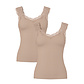 PIECES Pieces Dames Top Kant PCBARBERA LACE 2-Pack Effen Taupe