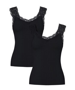 Pieces Ladies Top Lace PCBARBERA LACE 2-Pack Solid Black