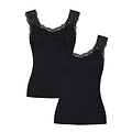 PIECES Pieces Dames Top Kant PCBARBERA LACE 2-Pack Effen Zwart