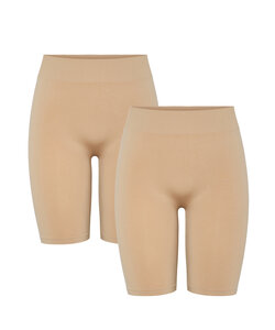 Pieces Dames Shorts PCLONDON Onderbroek Lange Pijp 2-Pack Beige