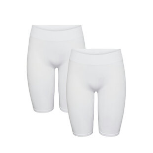Pieces Dames Shorts PCLONDON Onderbroek Lange Pijp 2-Pack Wit