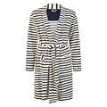 By Louise By Louise Dames Badjas Badstof Met Trekkoordsluiting Wit/Donkerblauw Gestreept