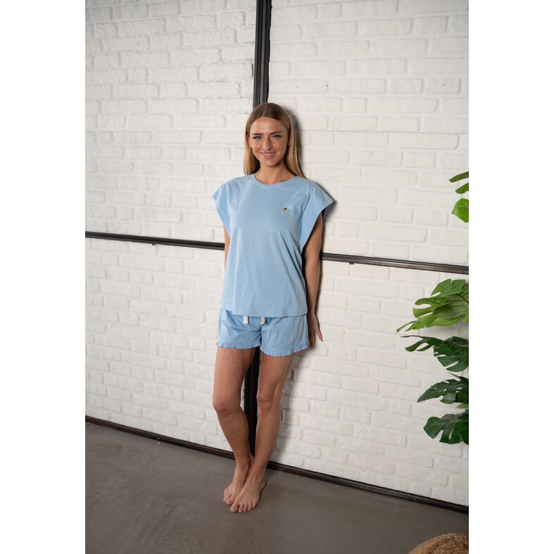 By Louise By Louise Dames Korte Pyjama Set Shortama Blauw