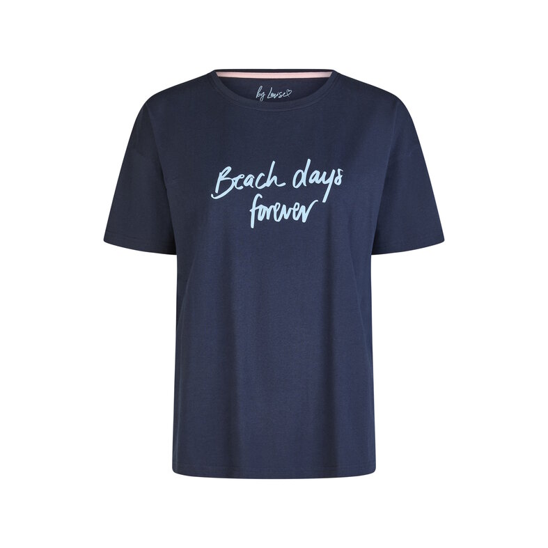 By Louise By Louise Dames Korte Pyjama Set Shortama Donkerblauw/Roze