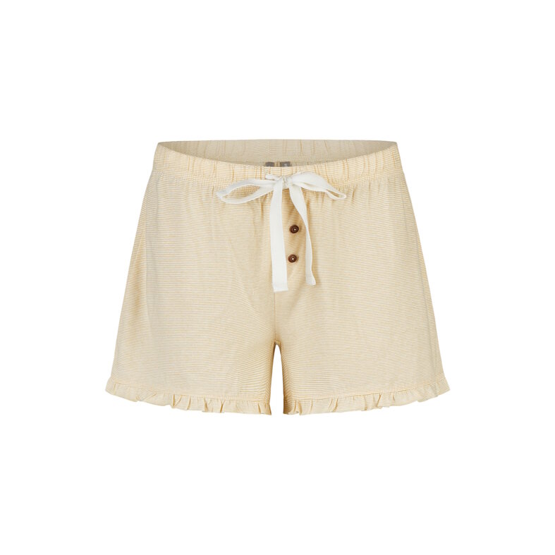 By Louise By Louise Dames Korte Pyjama Set Shortama Wit/Geel
