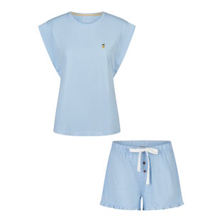 By Louise Dames Korte Pyjama Set Shortama Blauw