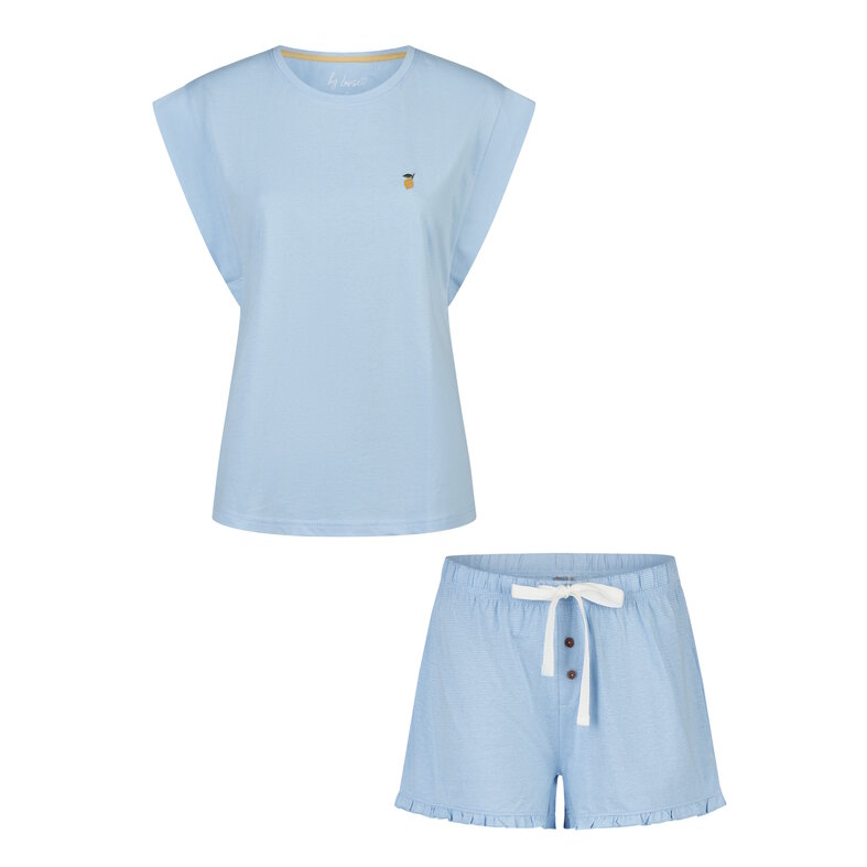 By Louise By Louise Dames Korte Pyjama Set Shortama Blauw