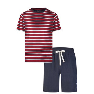 Phil & Co Men's Short Pants Short Pajama Set Red/Dark Blue Striped