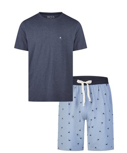Phil & Co Men's Short Pajama Short Pajama Set Blue Printed