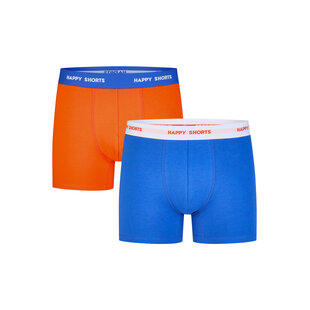 Happy Shorts Heren Boxershorts Oranje/Blauw 2-Pack