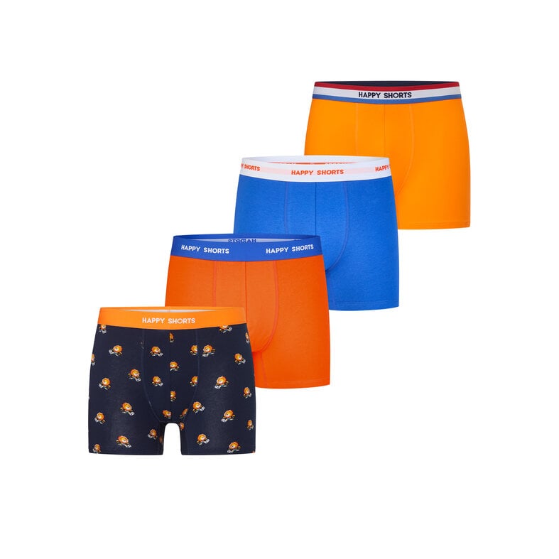 Happy Shorts Happy Shorts Men's Boxer Shorts 4-Pack Orange/Blue WK2026 Holland
