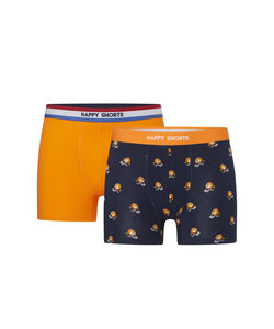 Happy Shorts Heren Boxershorts Holland Oranje 2-Pack Oranje Leeuw