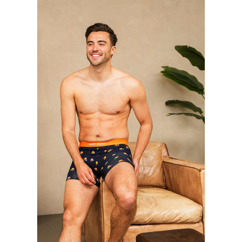 Happy Shorts Happy Shorts Heren Boxershorts Holland Oranje 2-Pack Oranje Leeuw
