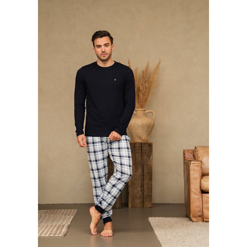 Phil & Co Phil & Co Men's Long Pyjama Set Blue Checkered