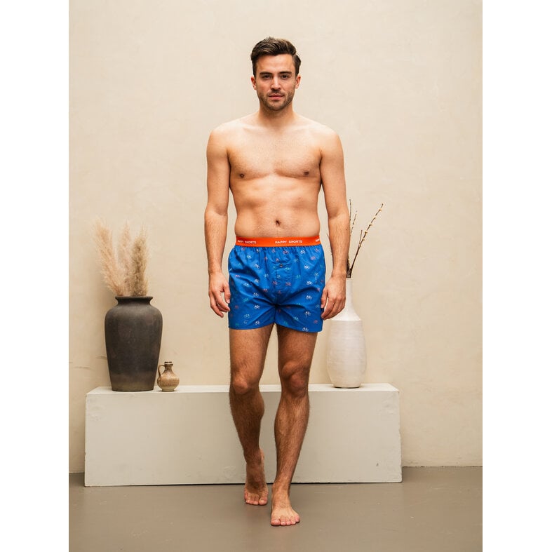Happy Shorts Happy Shorts Men's Wide Boxer Shorts Bicycle Print Blue