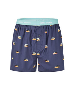 Happy Shorts Men's Wide Boxer Shorts Bus Print Dark Blue