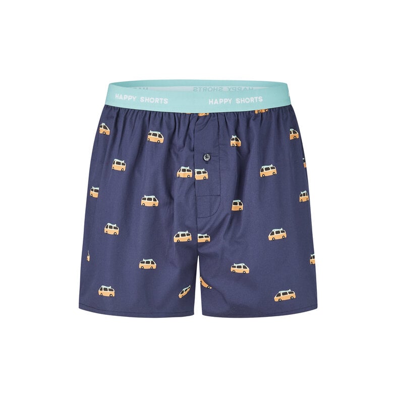 Happy Shorts Happy Shorts Men's Wide Boxer Shorts Bus Print Dark Blue