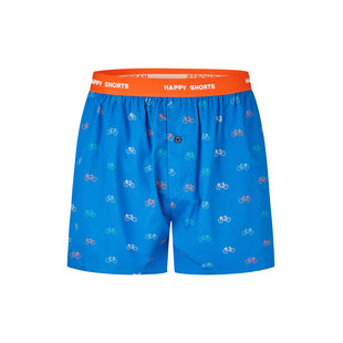 Happy Shorts Men's Wide Boxer Shorts Bicycle Print Blue