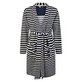 By Louise By Louise Ladies Bathrobe Terry With Drawstring Closure Dark Blue/White Striped