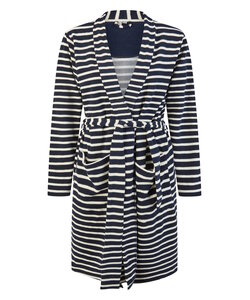 By Louise Dames Badjas Badstof Met Trekkoordsluiting Donkerblauw/Wit Gestreept