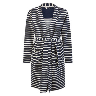 By Louise Dames Badjas Badstof Met Trekkoordsluiting Donkerblauw/Wit Gestreept