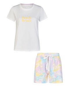 By Louise Dames Shortama Korte Pyjama Set Geprint Wit/Multi