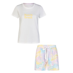 By Louise Ladies Short Pajama Short Pajama Set Printed White/Multi
