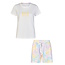 By Louise By Louise Dames Shortama Korte Pyjama Set Geprint Wit/Multi