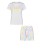 By Louise By Louise Dames Shortama Korte Pyjama Set Geprint Wit/Multi