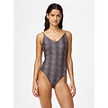 PIECES PIECES Ladies Swimsuit PCBAOMI Round Neck Black/Leopard Print