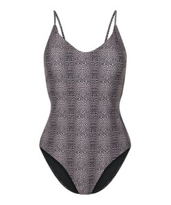 PIECES Dames Badpak PCBAOMI Ronde Hals Zwart/Luipaard Print