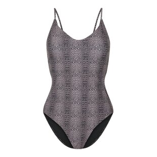 PIECES Ladies Swimsuit PCBAOMI Round Neck Black/Leopard Print