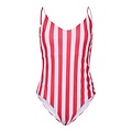 PIECES PIECES Dames Badpak PCBAOMI Ronde Hals Rood/Wit Gestreept