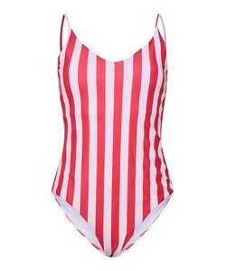 PIECES Ladies Swimsuit PCBAOMI Round Neck Red/White Striped