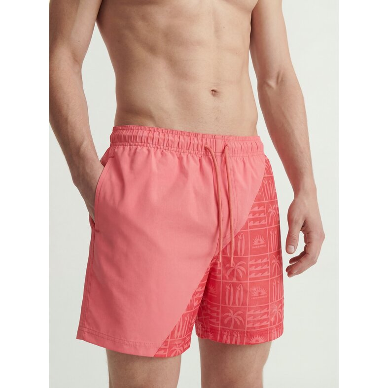 Jack & Jones Jack & Jones Heren Zwemshort JPSTMAUI Splash Magic Hot Coral