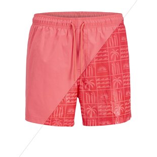 Jack & Jones Men's Swim Short JPSTMAUI Splash Magic Hot Coral